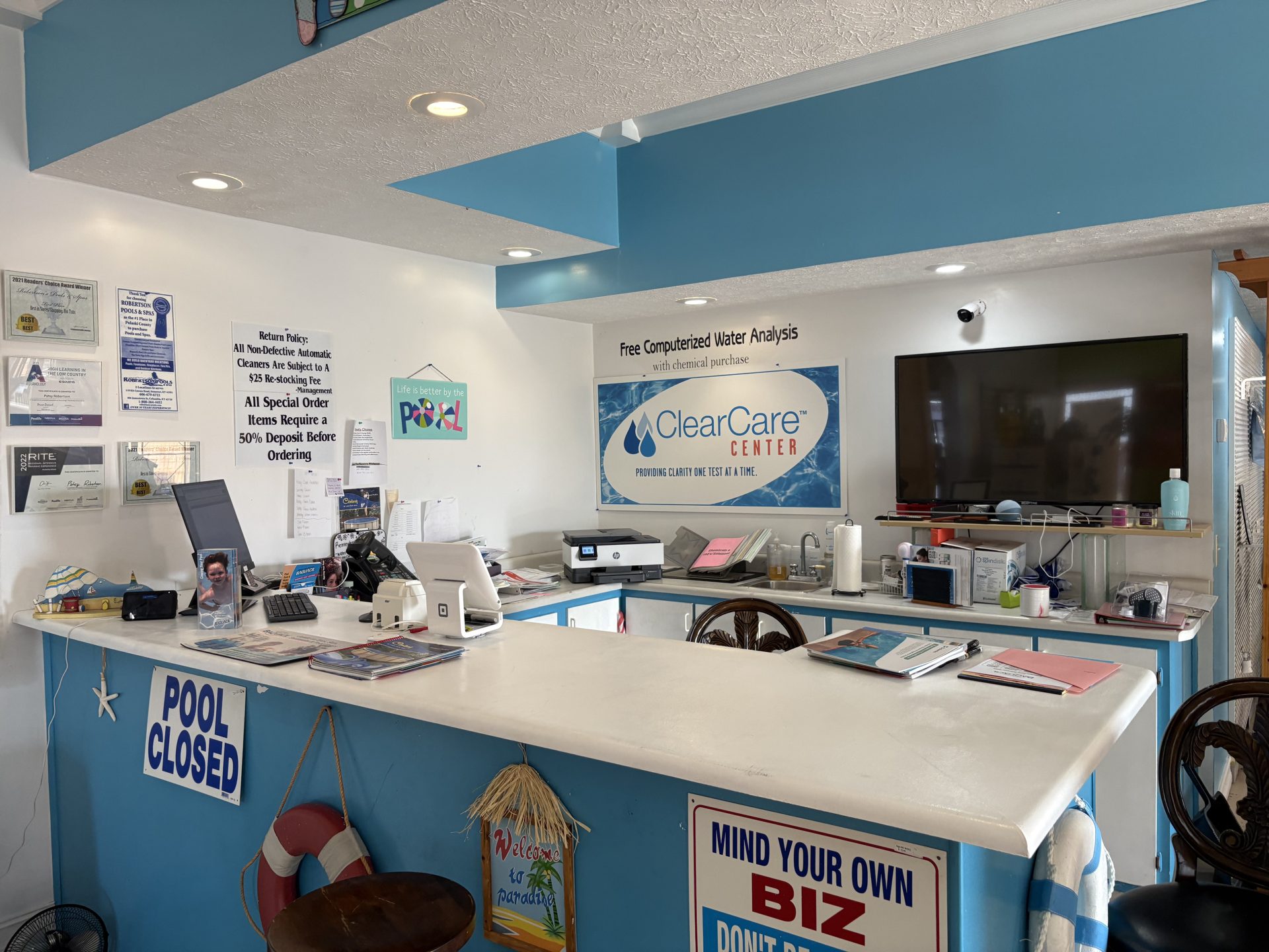 Inside the Robertson Pool store